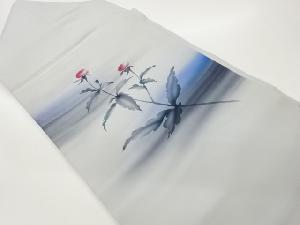 塩瀬手描き花葉模様名古屋帯